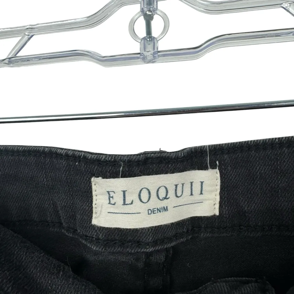 ELOQUII Washed Black Straight Jeans Stretch Distressed Busted Knee Plus Size 24 - Image 6