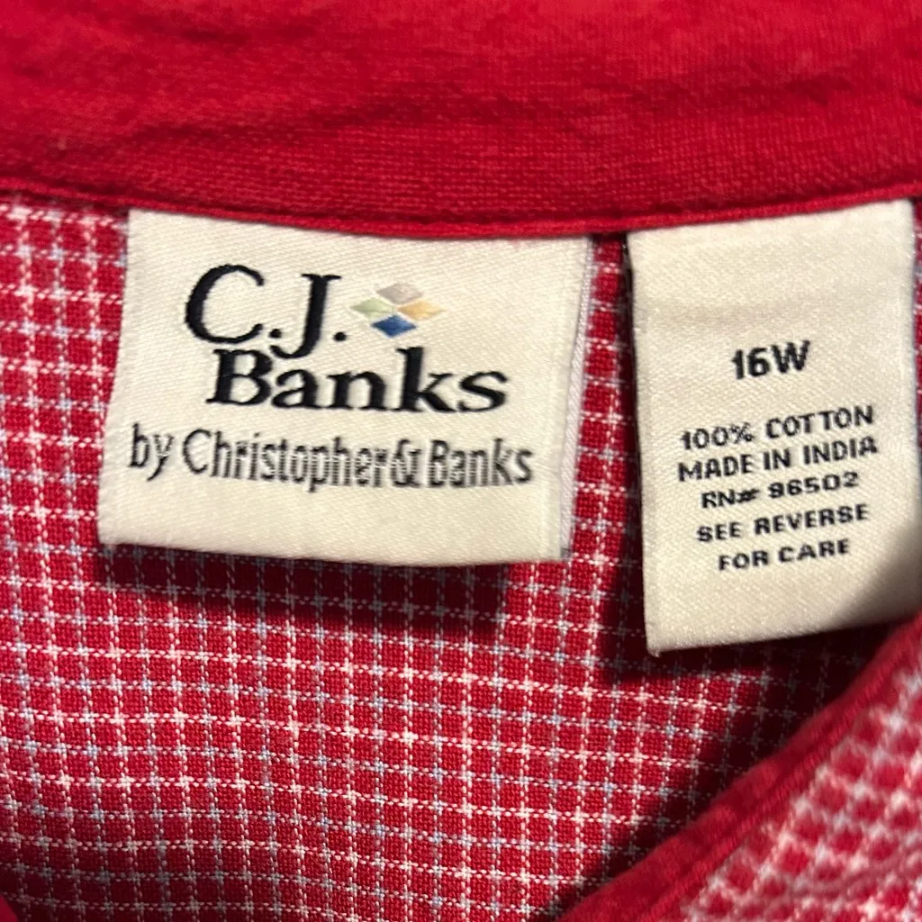 Christopher & Banks Sleeveless Patriotic/Western Casual Button Down Shirt 16W - Image 4