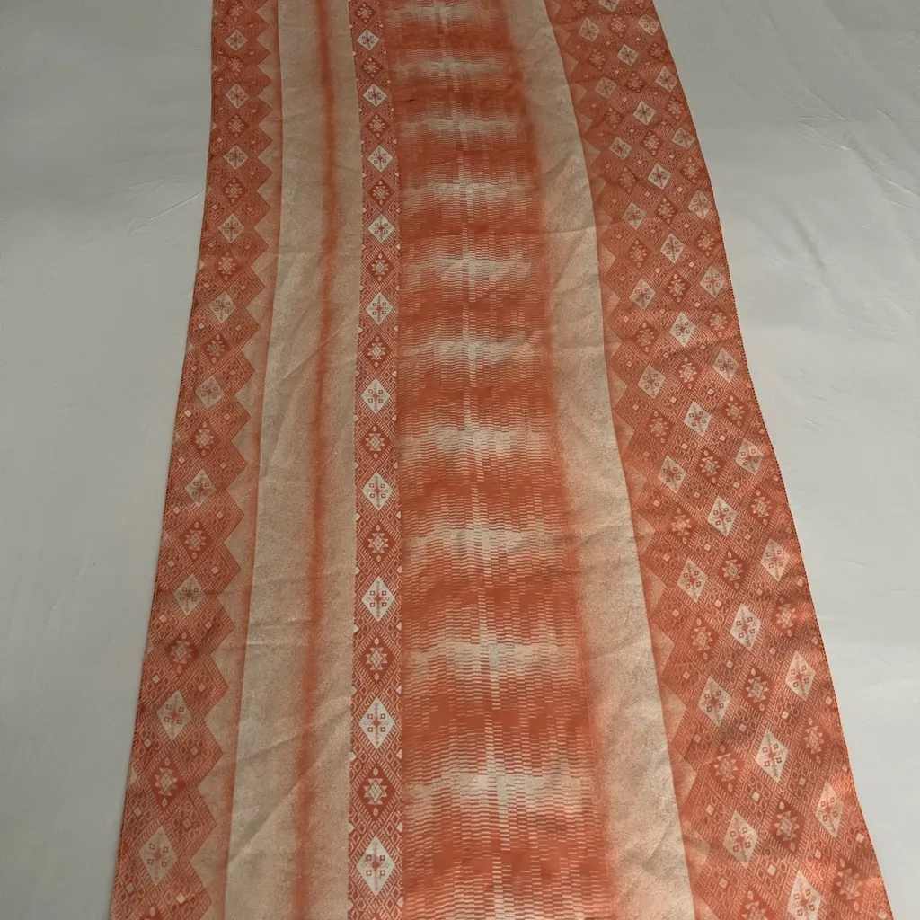 Designed Scarf Women Neckerchief Wrap 100% Polyester Made In Korea Size 62"x21" Orange - Image 4