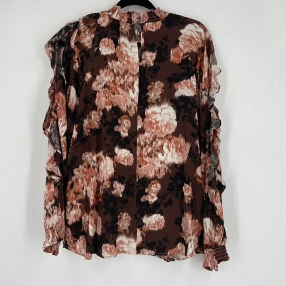 NWT Maurices Brown Floral Cut Out Sleeve Blouse XXL Fall‎ Autumn Leaves 2XL - Image 3