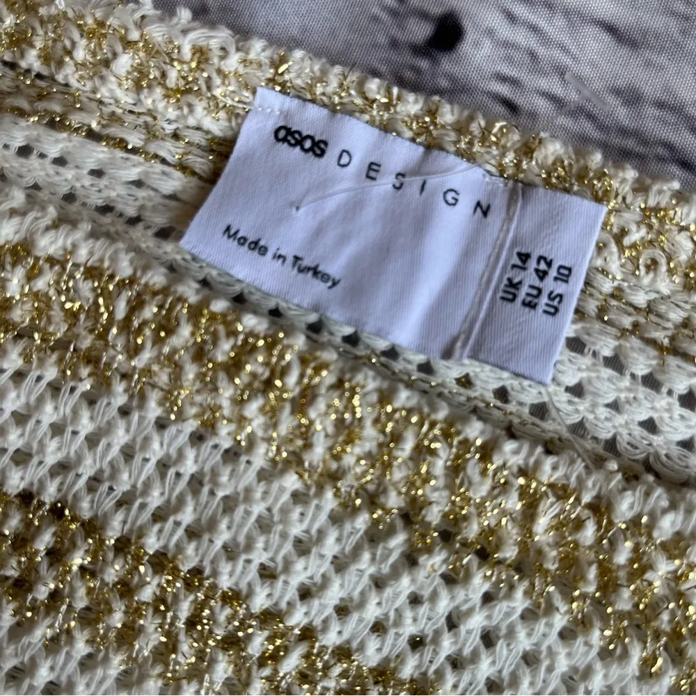 ASOS DESIGN Glitter Stitch Crochet Mini Dress Cover Up Top New NWT Metallic Mesh - Image 15