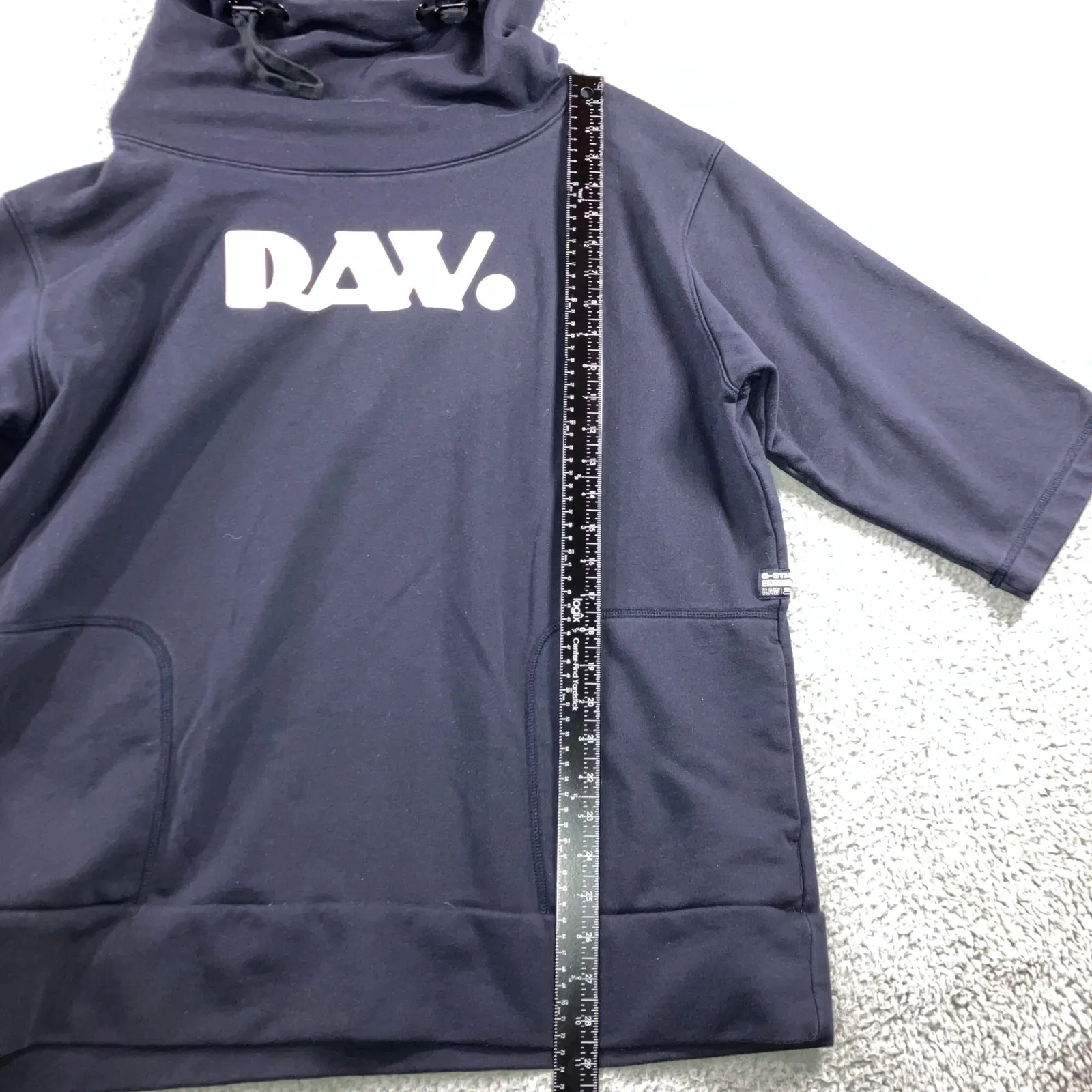 G Star RAW Hooded Sweatshirt Women Large Oversized Adjustable Graphic Pullover - Image 4