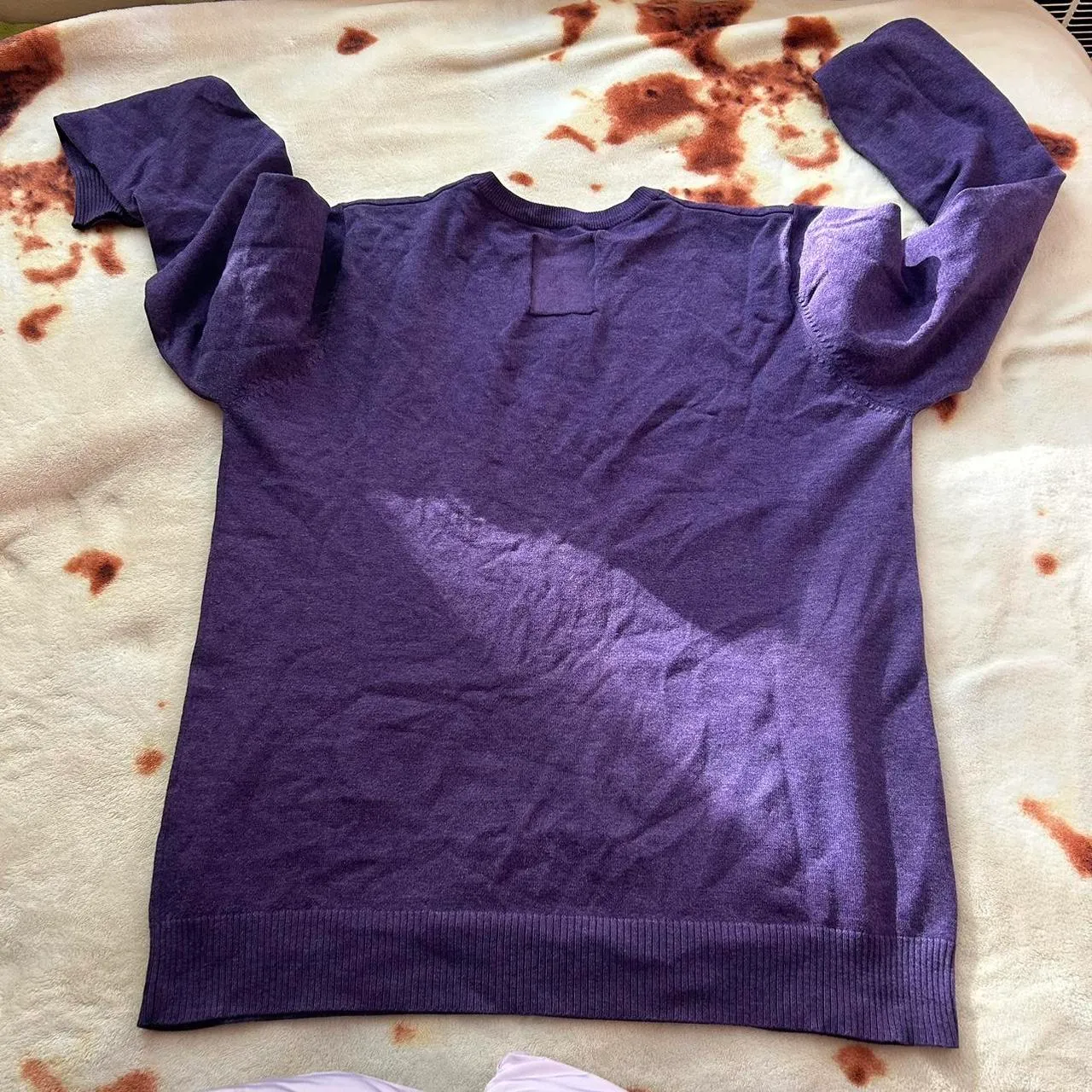 Jack And Jones Purple V Neck Sweatshirt - Image 3