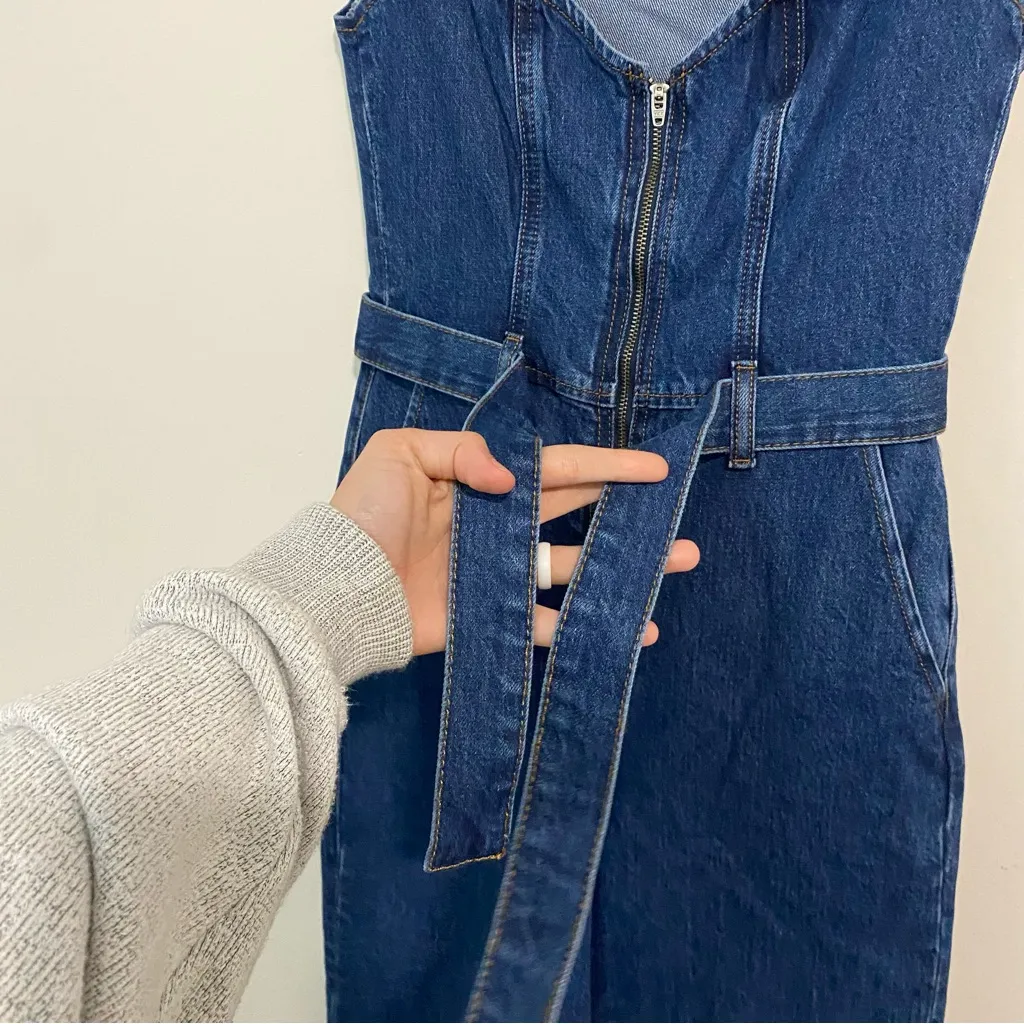 NWT Reformation Calypso Wide Leg Denim Jumpsuit size 0 - Image 6