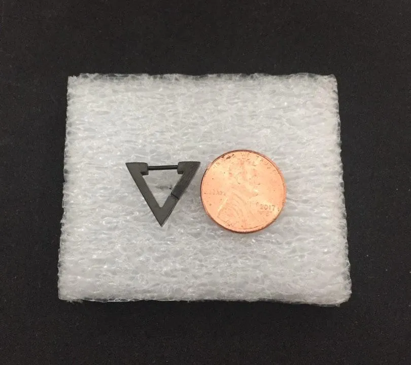 Black Triangle Stainless Steel Earrings  - Image 3