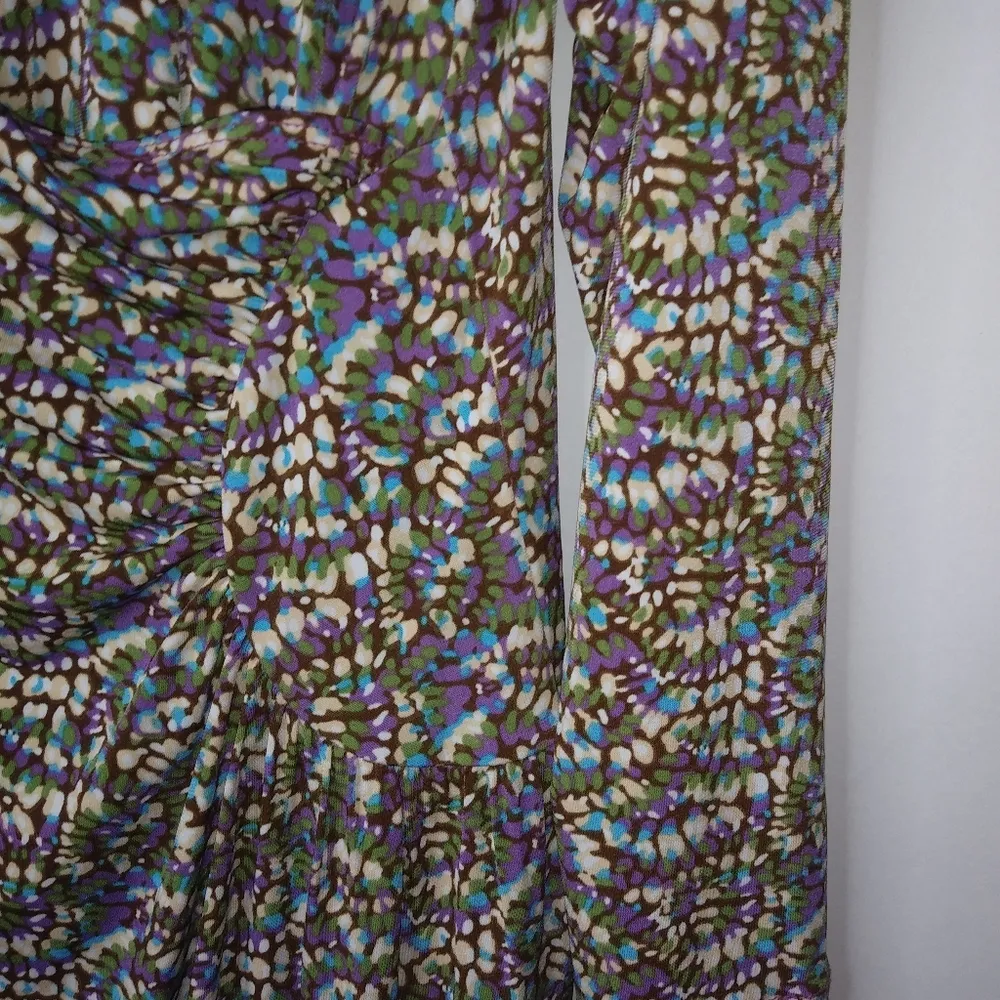 Jessica London Studio 20W Cross Over Wrap Mini Dress in Purple Turquoise Plus - Image 3