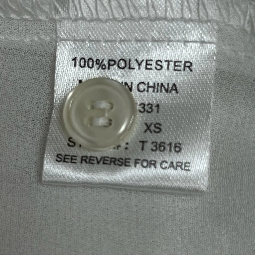 Victorian xs ruffled button down off white sheer ruffle blouse FLAWED - Image 10