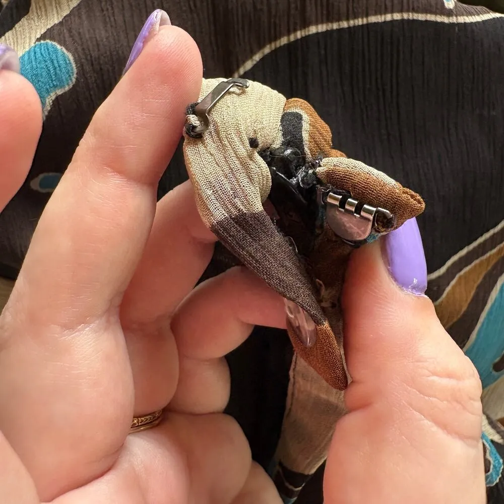 Y2K Silk Asymmetrical Fairy Blue Brown Whimsygoth Skirt Ibiza Midi Size 6 - Image 7