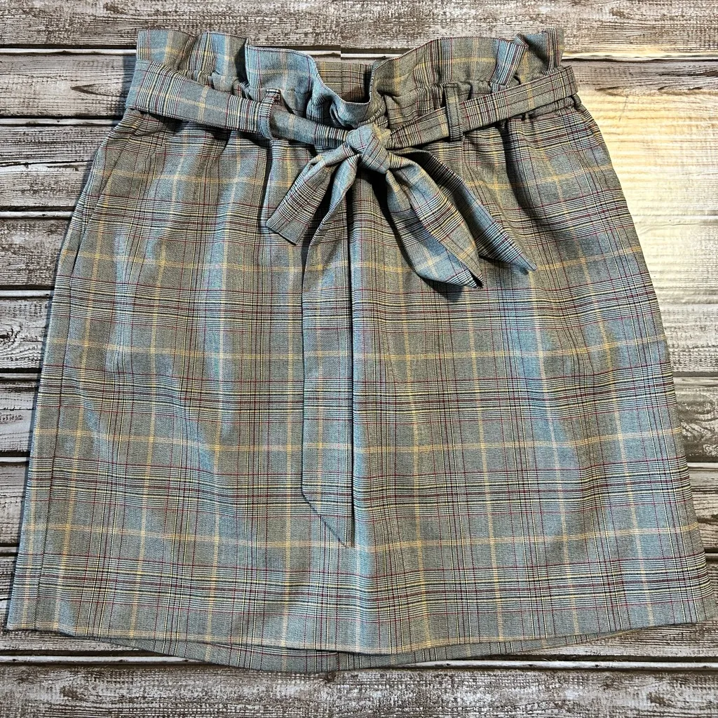 Express Plaid Pencil Skirt with Belt - Image 3