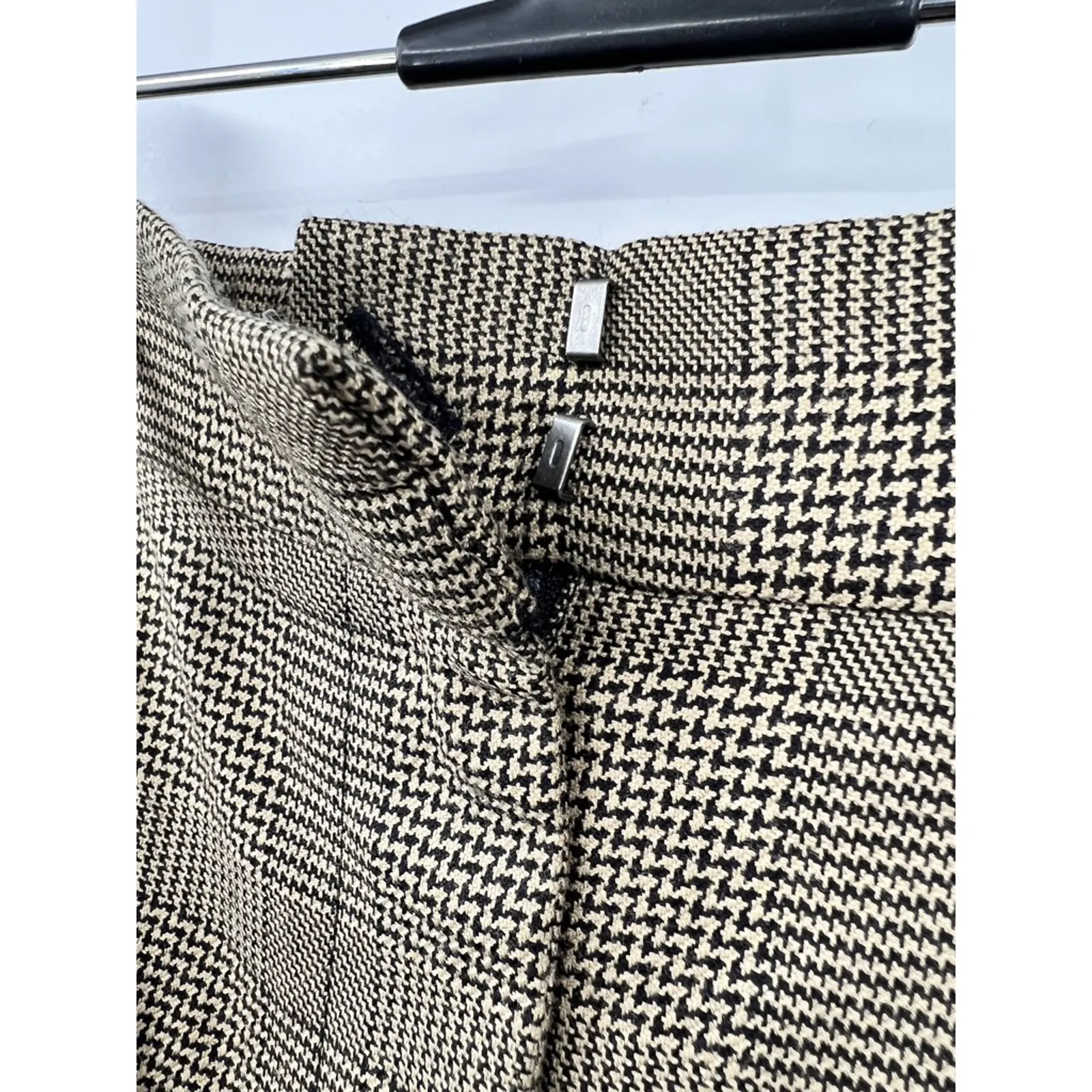 J. Jill Chino Pants Brown Houndstooth Mid Rise Drawstring Stretch Tweed S Tall Size L - Image 3