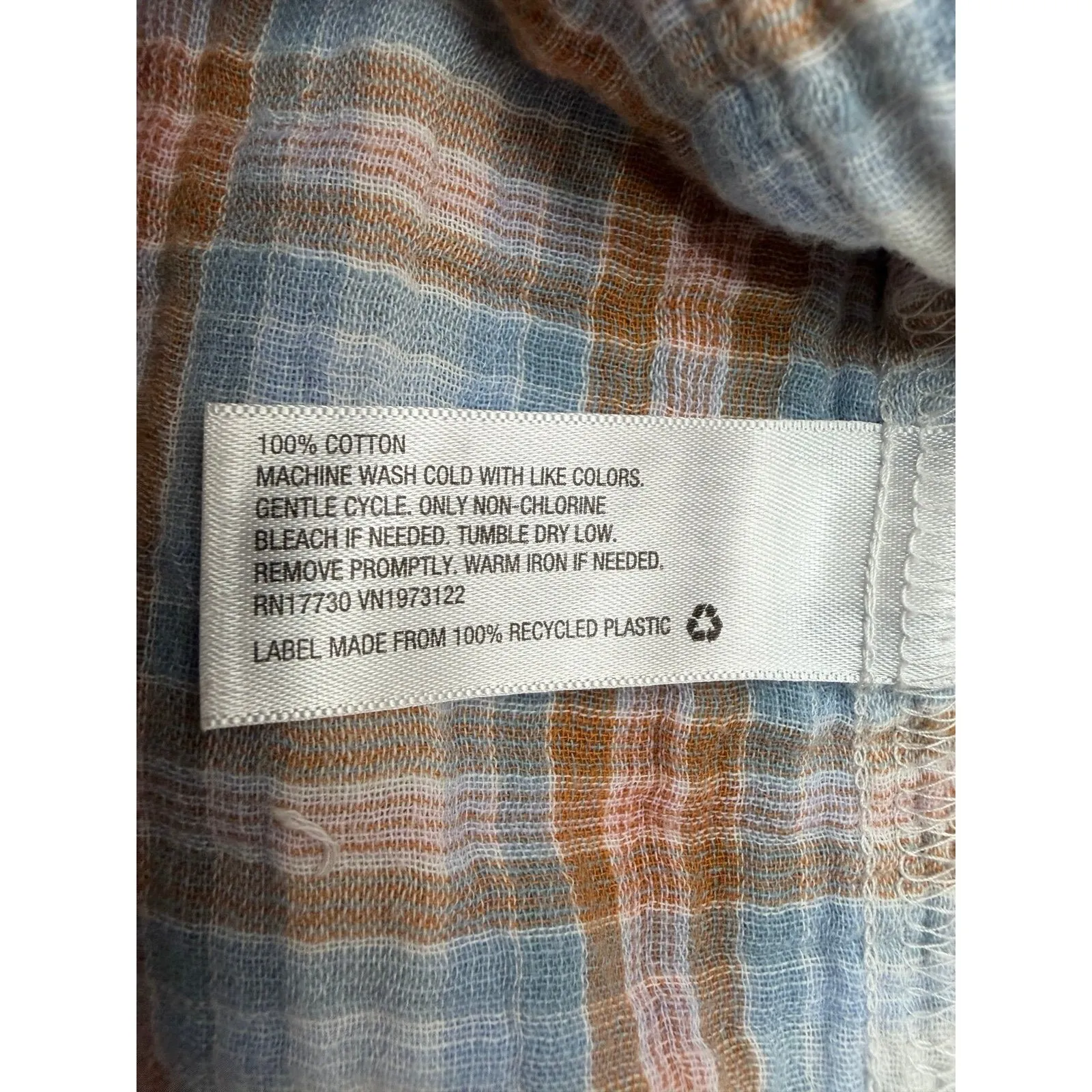 Universal Thread Plaid Button Up Shirt XL Blue Brown Cotton Oversized - Image 5