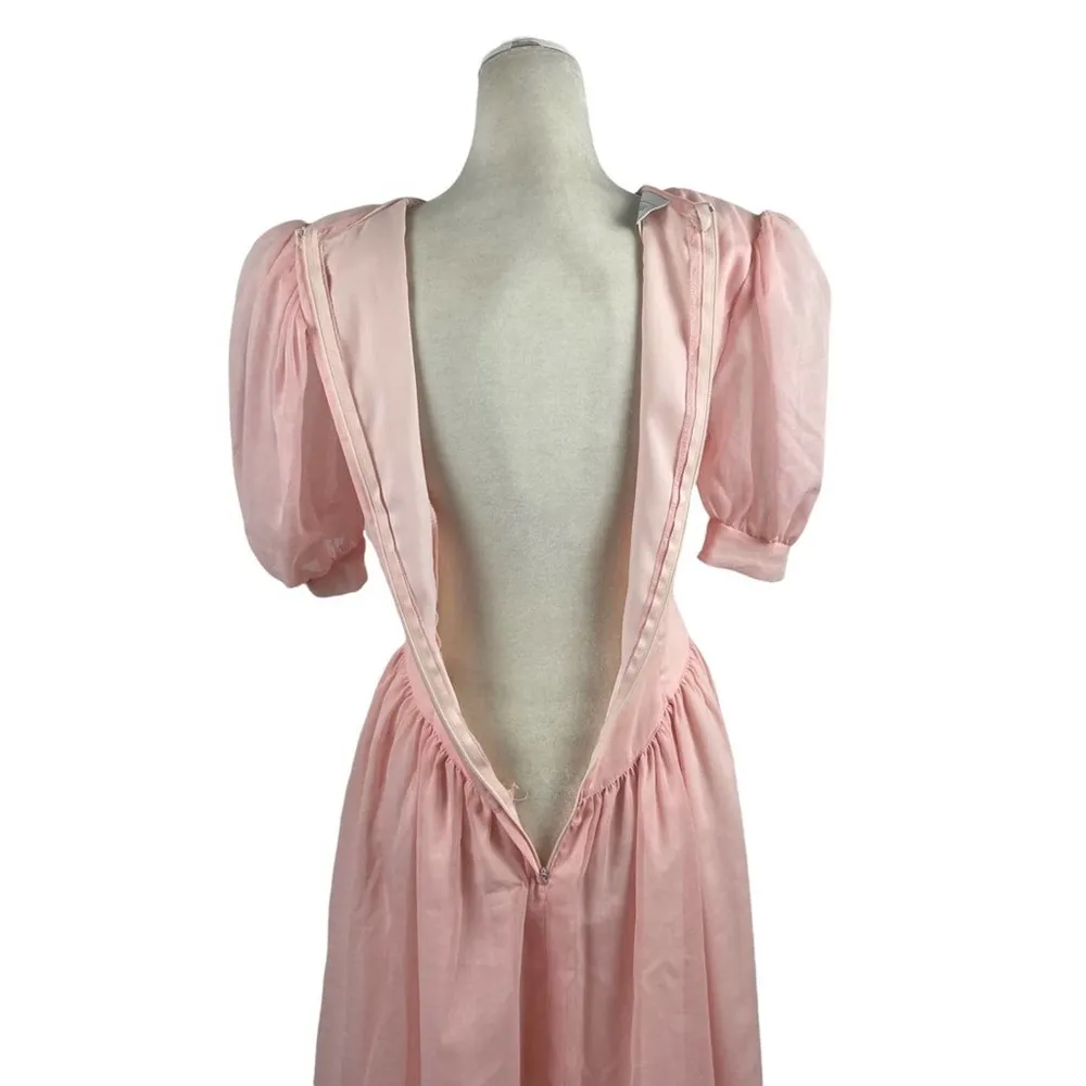 VTG Gunne Sax Midi Victorian Dress 1980s Cottagecore Prairie Lace Trim Pink - Image 10