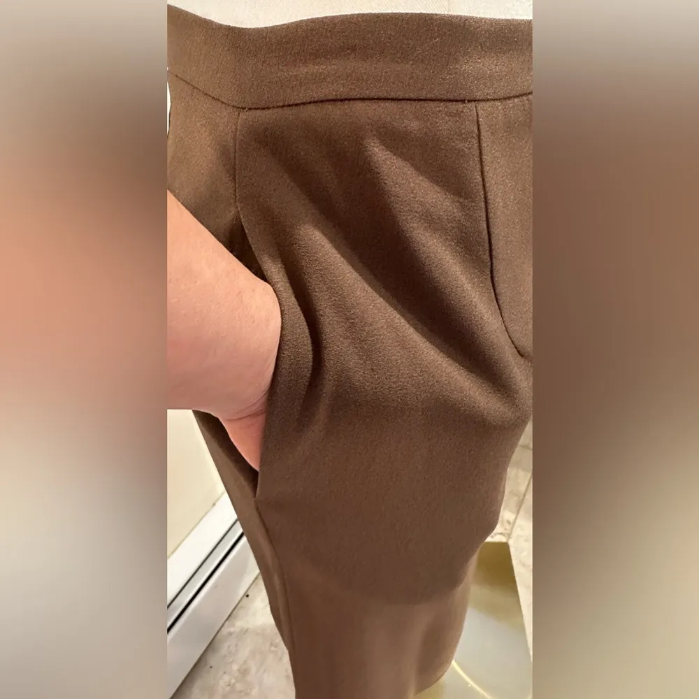 Seville Suit Brown Midi Skirt & Matching Jacket Set Sleeves Collar R Satin Sz 6 - Image 11