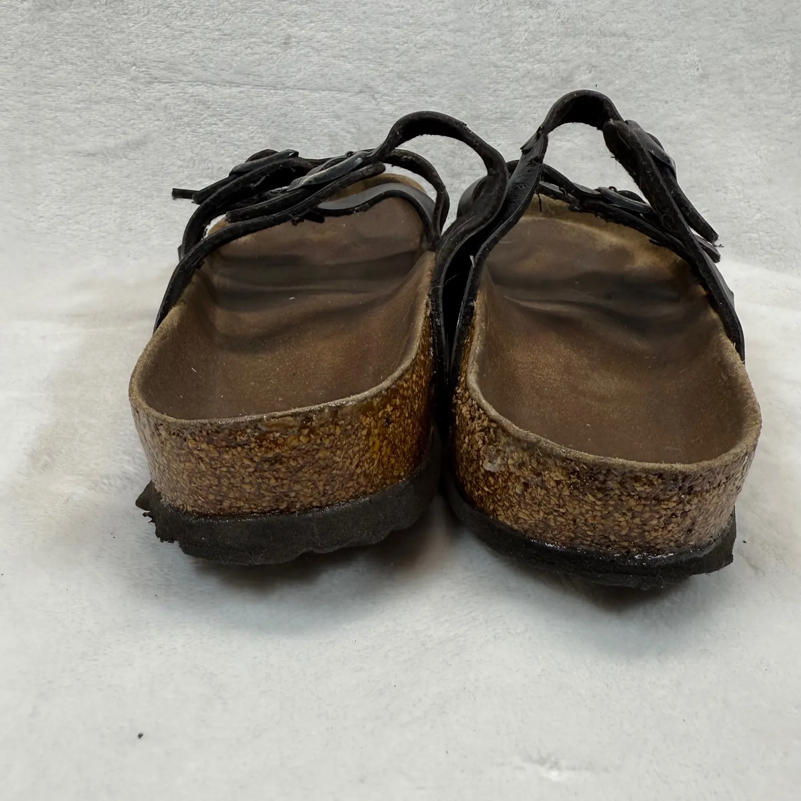 Birkenstock Florida Sandals Triple Strap Buckle Slides Casual Size‎ 38 US 7 Black Size 8 - Image 3