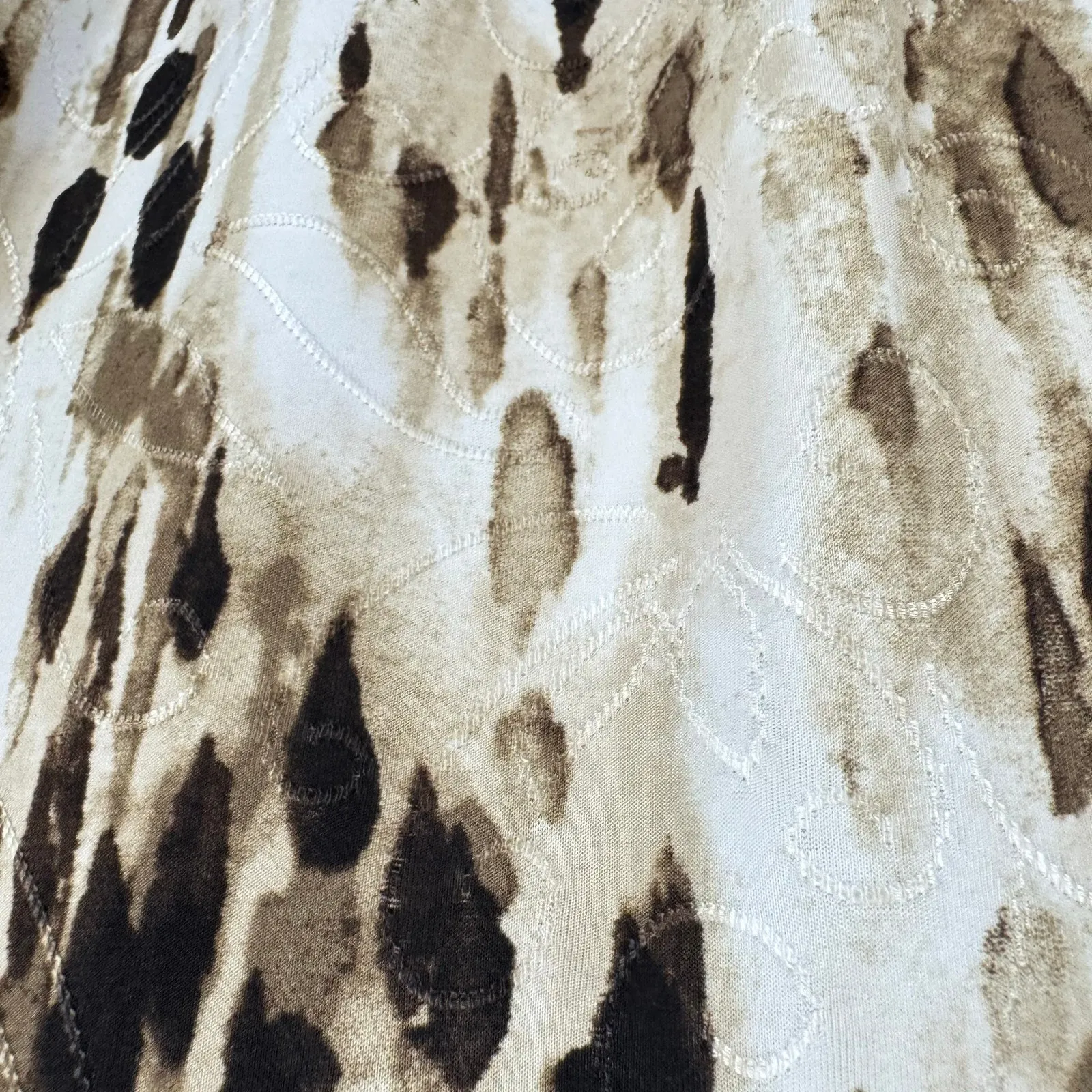 JM Collection Neutral Color Square Neck Short Sleeve Stretchy Blouse Size 1X - Image 3