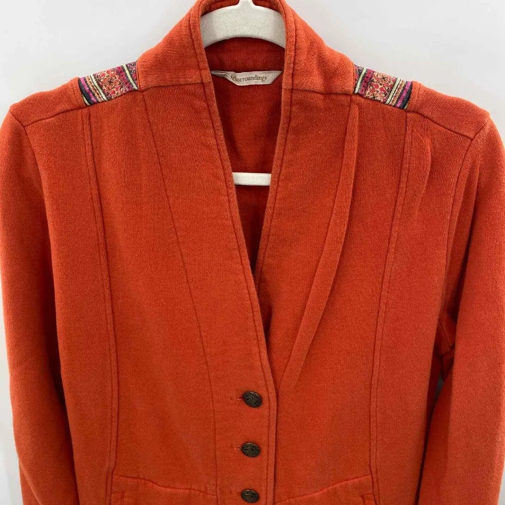 Soft Surroundings Sweater Jacket Womens Large Petite Orange Patchwork Pockets‎ - Image 2