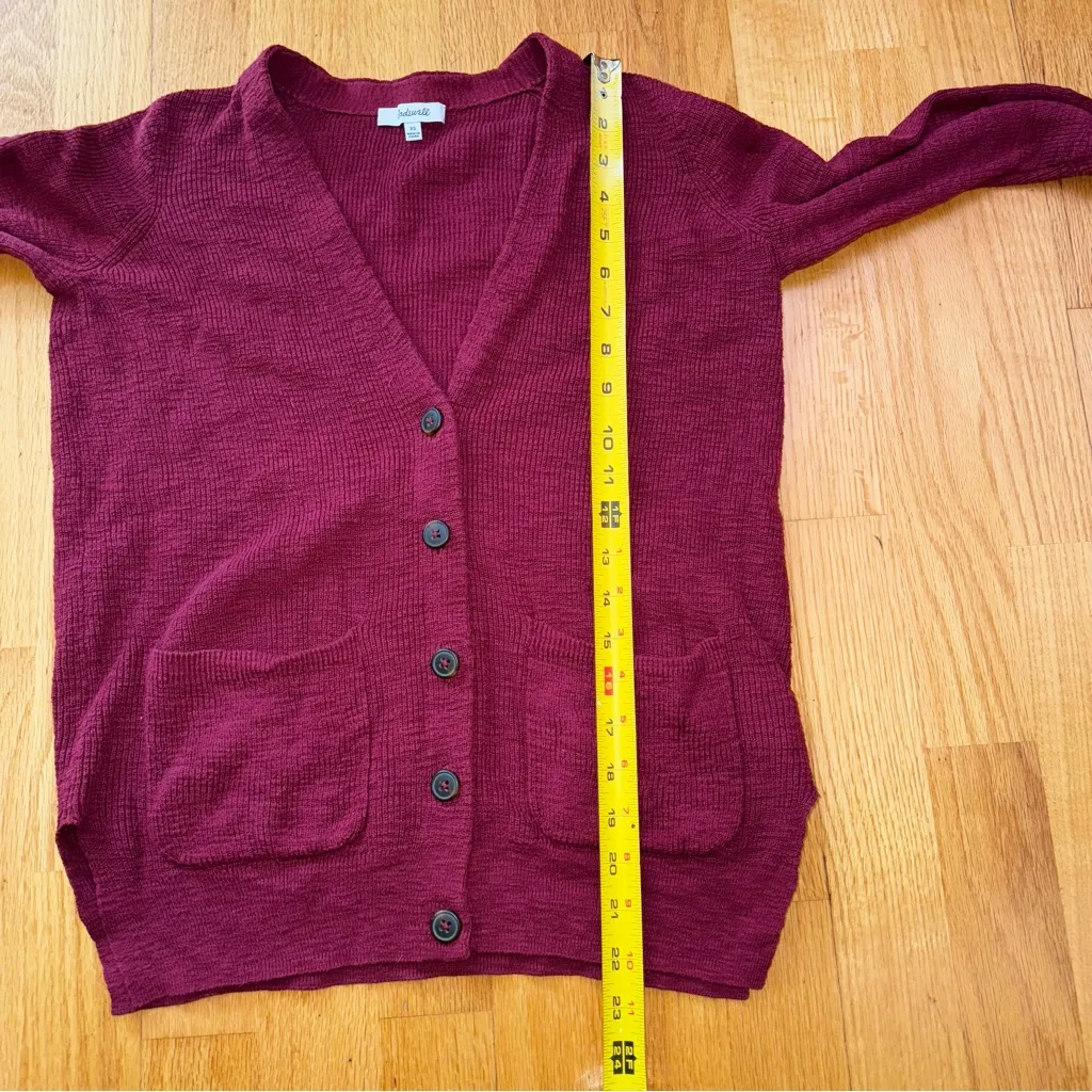 Madewell Women’s Lo-High Ribbed Knit Button Down Cardigan Maroon XS Cozy Cottage - Image 9