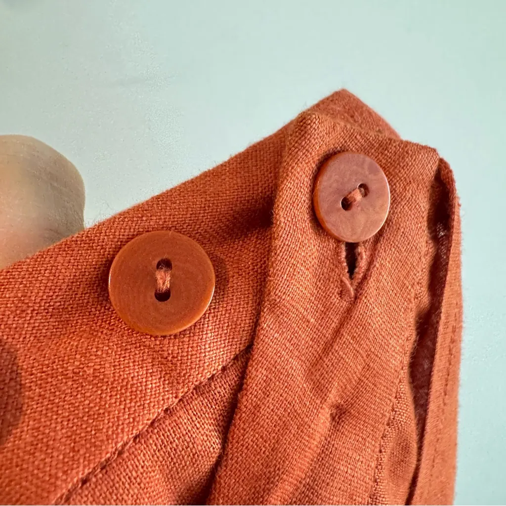 Eileen Fisher Burnt Orange 100% Irish Linen Wrap Maxi Skirt Medium - Image 7