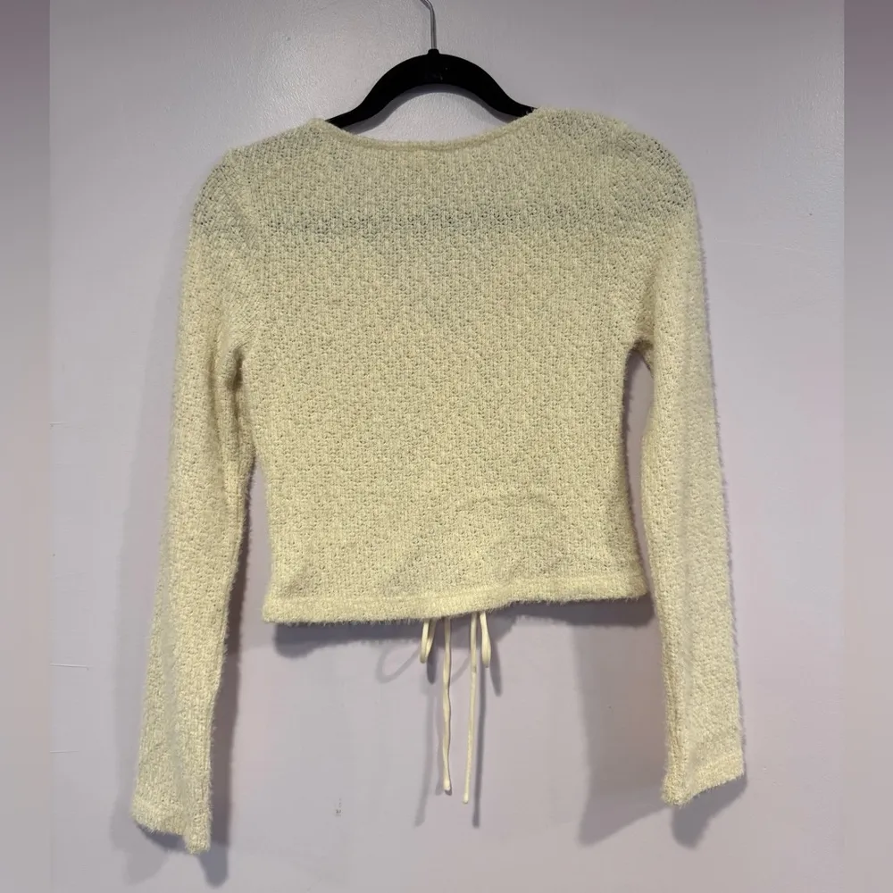 Altar'd State rouched front tie white sweater - Image 4