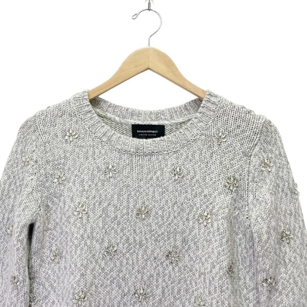 Banana Republic Limited Edition Embellished Sweater Rhinestone Gray Size XS - Image 9