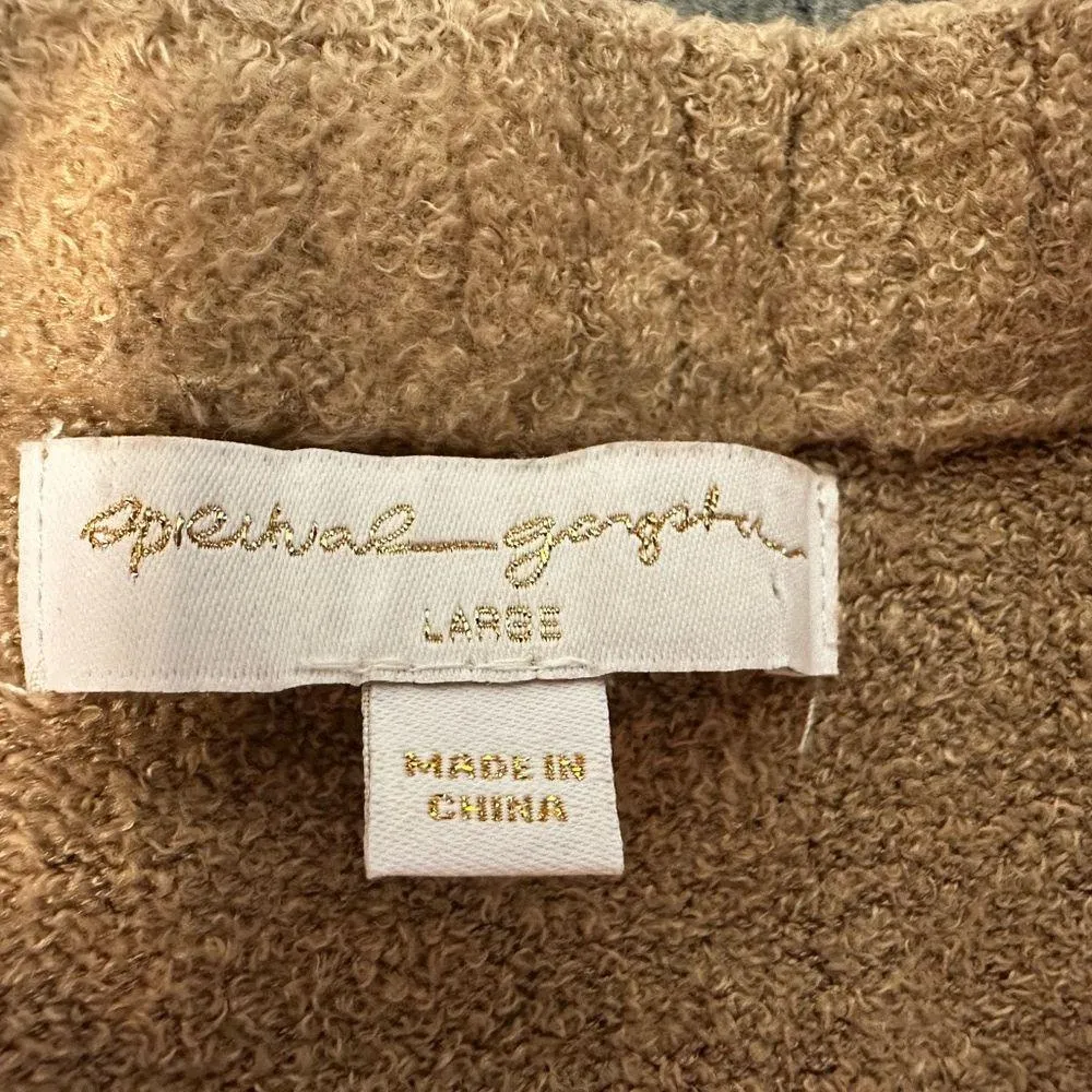 Spiritual Gangster Tan Cardigan with V-Neck and Cozy Texture - Image 6