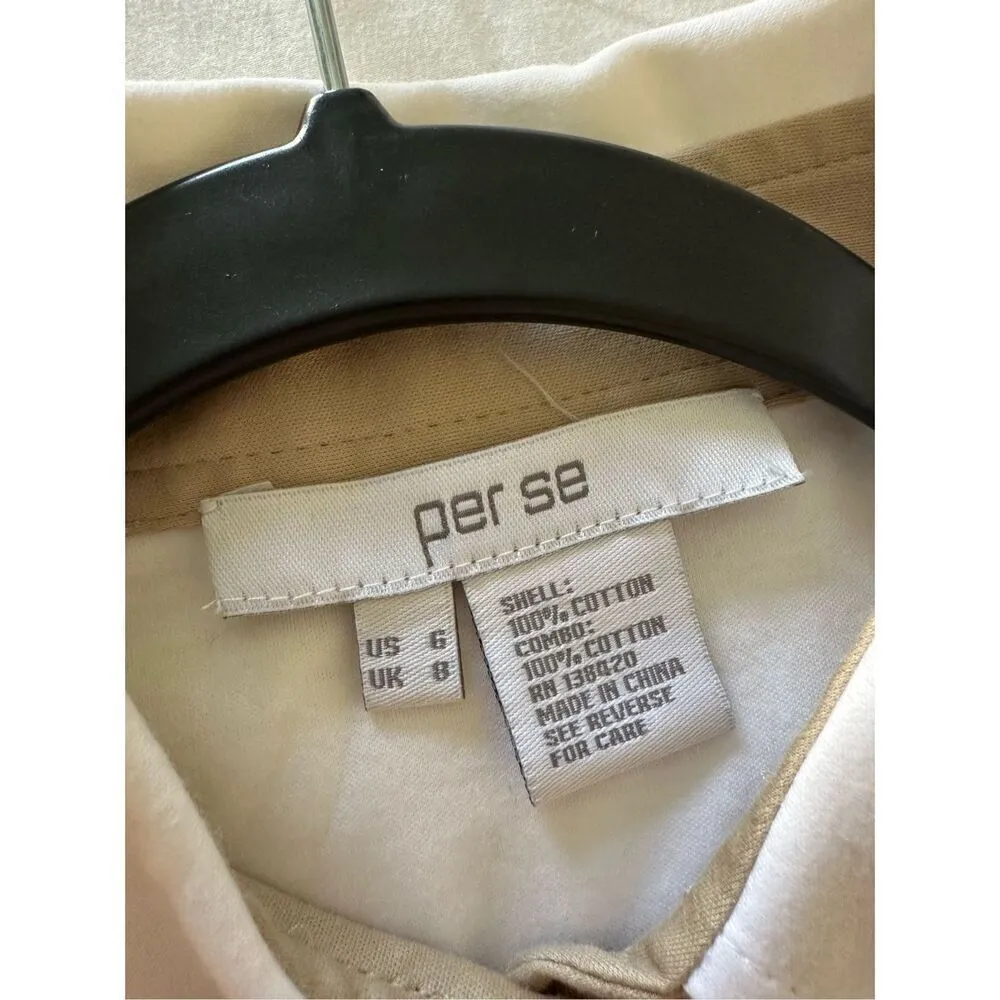 NWT Per Se White Button Up Cotton Shirt Size 6 - Image 5
