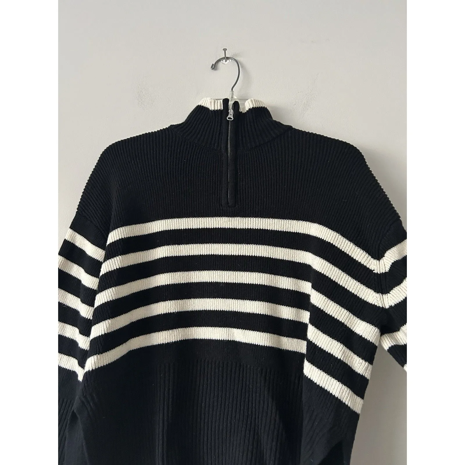 Rails Tessa Sweater Wool & Cotton Striped Onyx Ivory Stripe Preppy Size Small - Image 5