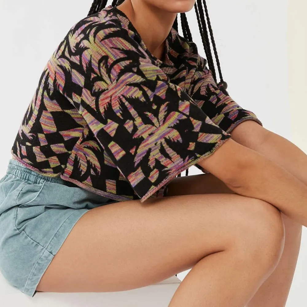 UO Cape Print Oversized Cropped Sweater Size XS - Image 6