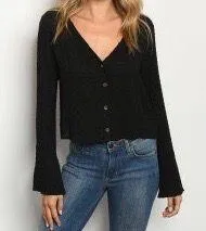 Black Long Sleeve Sheer Top - Image 2
