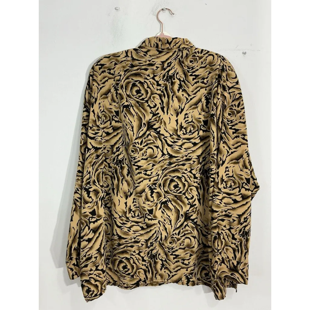 Womans Style Exchange 3X Brown Black Geometric Button Up Blouse - Image 2