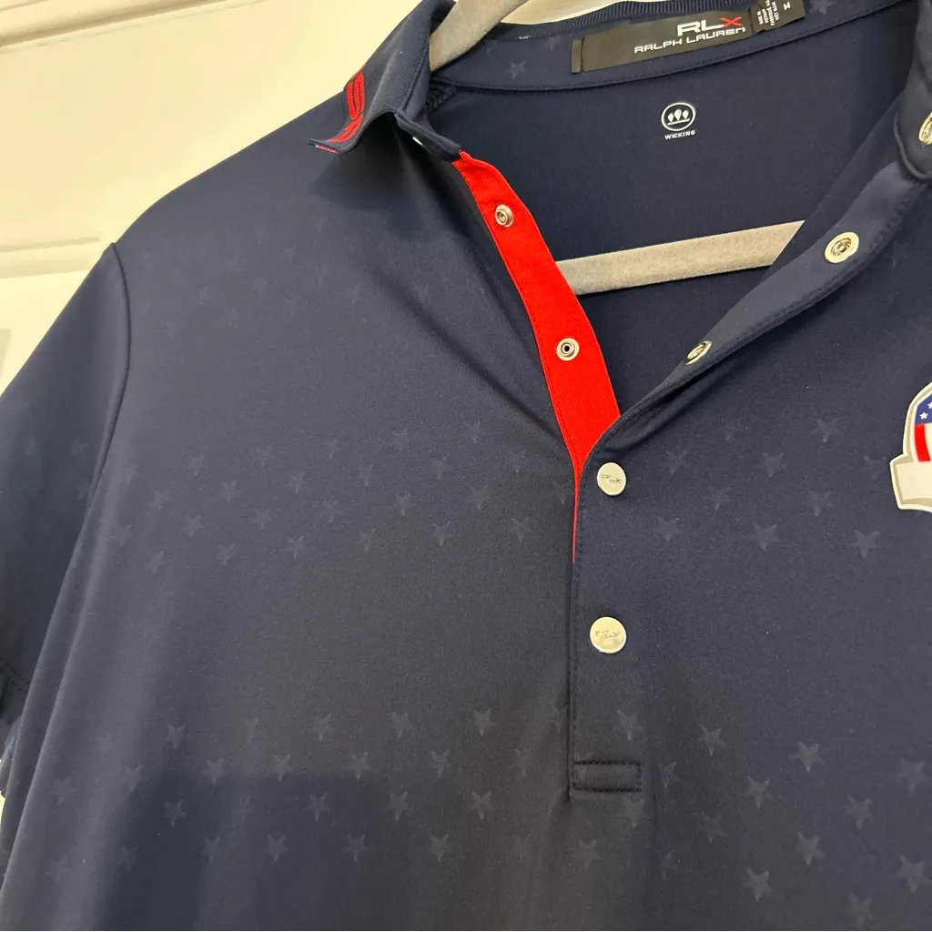 Women's RLX Ralph Lauren 2018 Ryder Cup Polo Shirt Golf Stretch Team USA M Blue Size M - Image 4