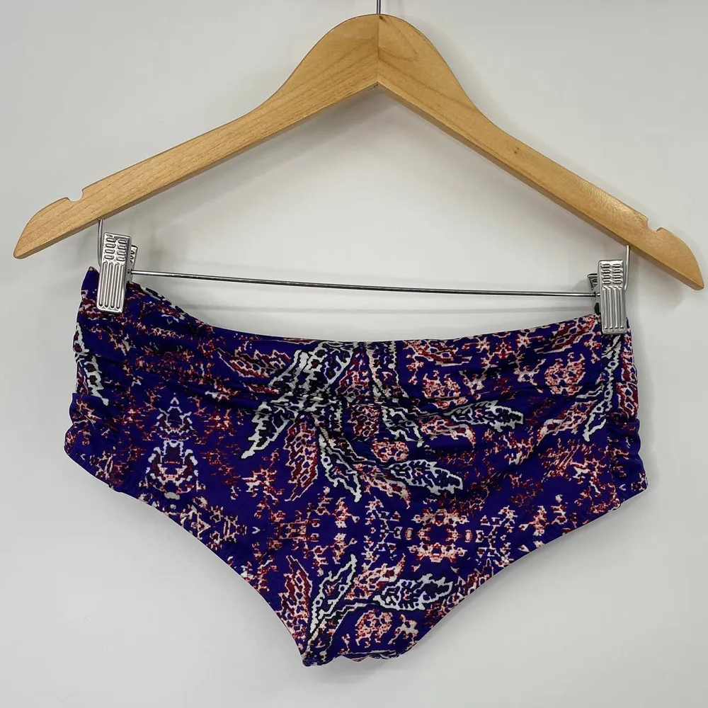 Athleta Aqualuxe Swim Bottoms Paradise Purple Floral Print Mid Rise Womens XS - Image 3