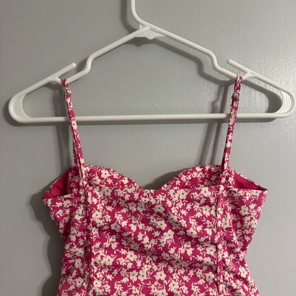 Zara Fuchsia Floral Bodysuit Size Small - Image 6