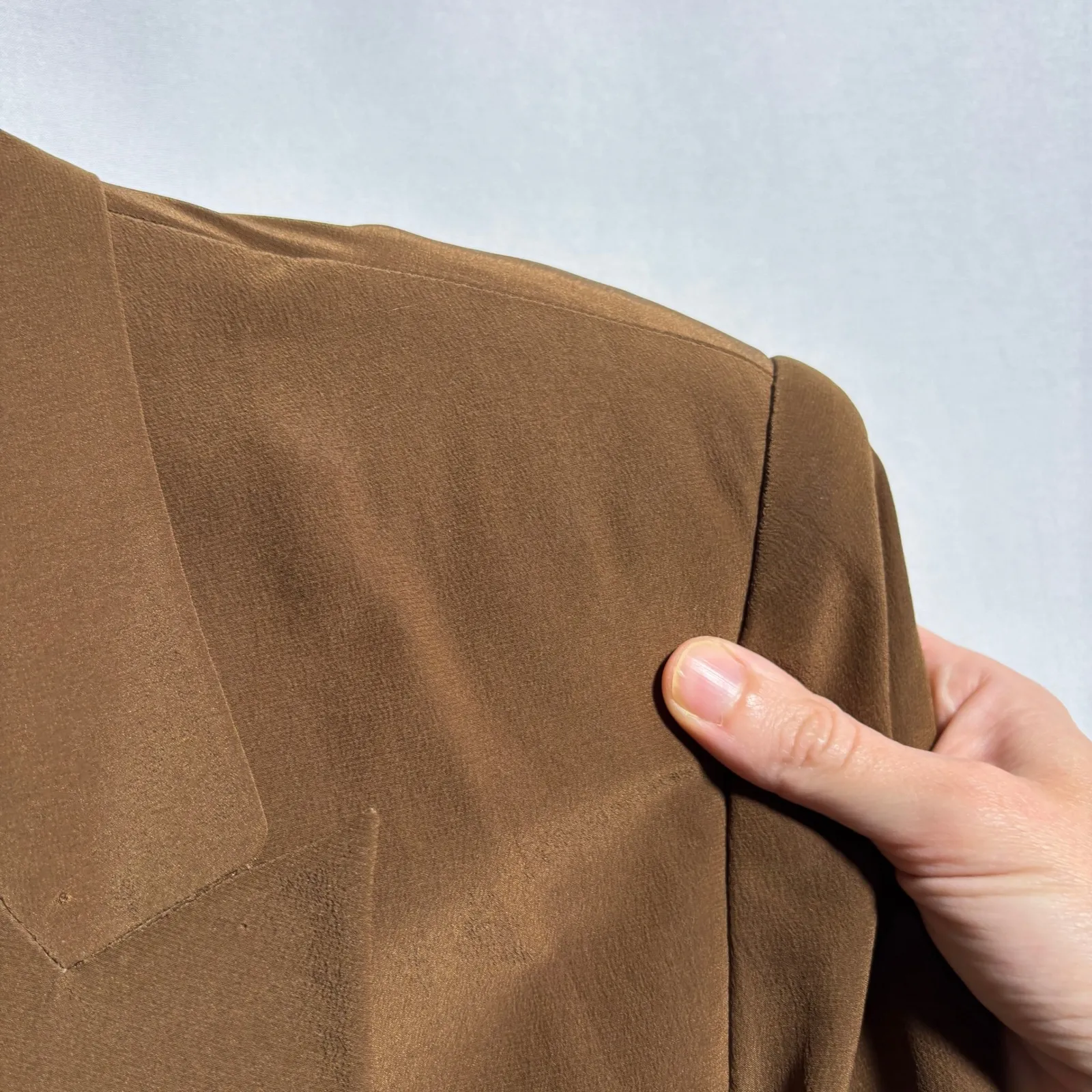 VTG‎ HUGO BUSCATI Milano Silk Blazer Women 10 Brown Double Breasted Jacket - Image 5