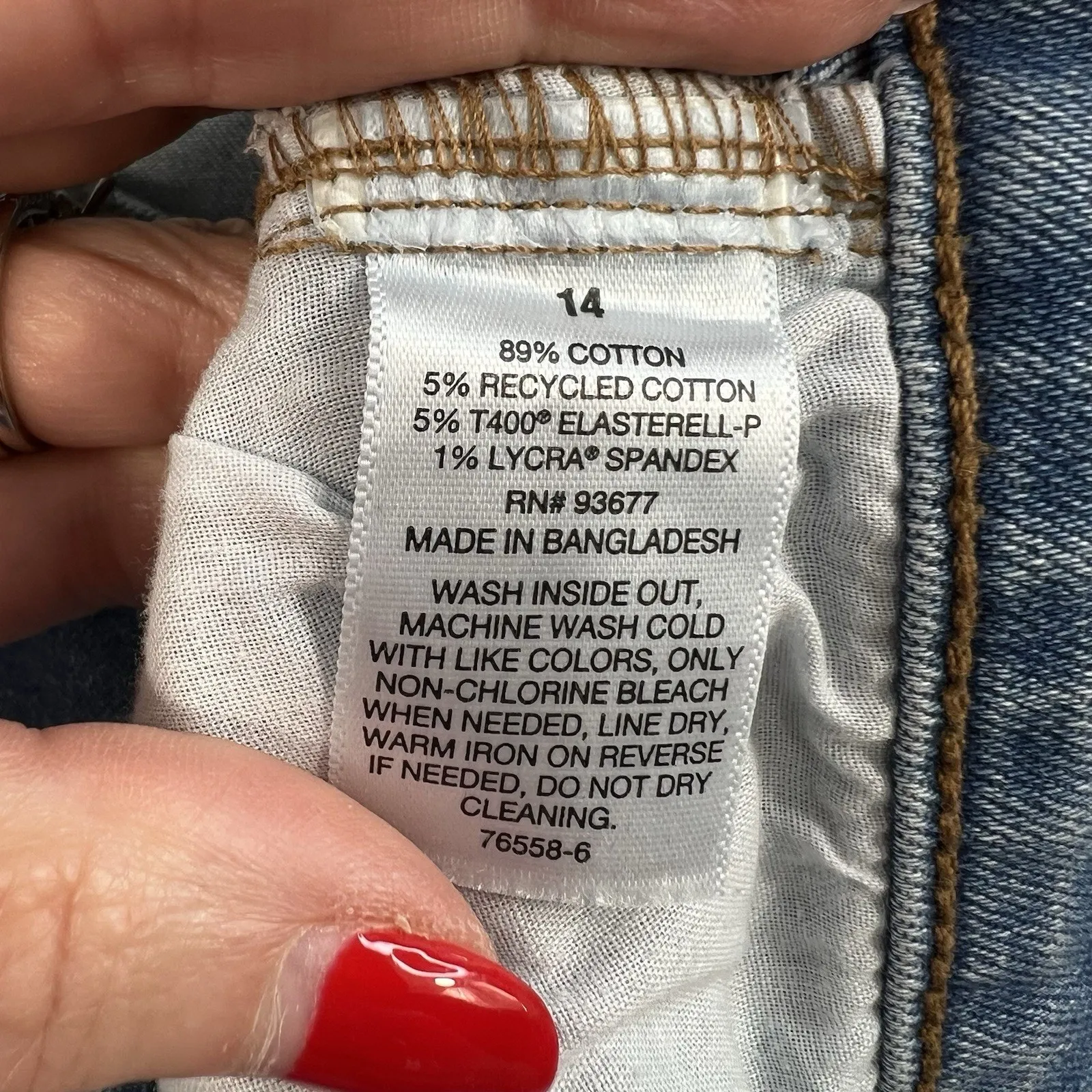 a.n.a. A New Approach Sz 14 High Rise Straight Jeans Bling Rhinestone Embellish Blue - Image 9