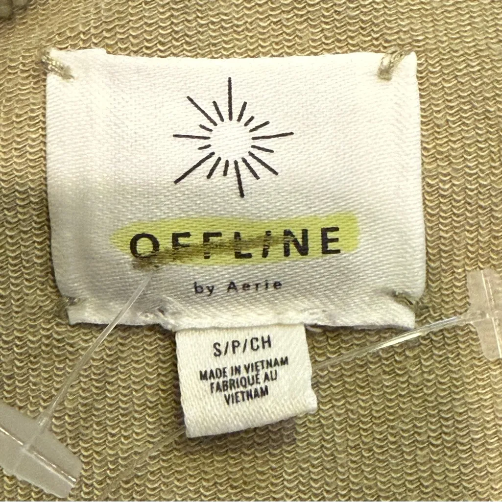 NWOT aerie OFFLINE Will Plank‎ For Pizza Crop Tank Top Green Tie Back Size Small - Image 3