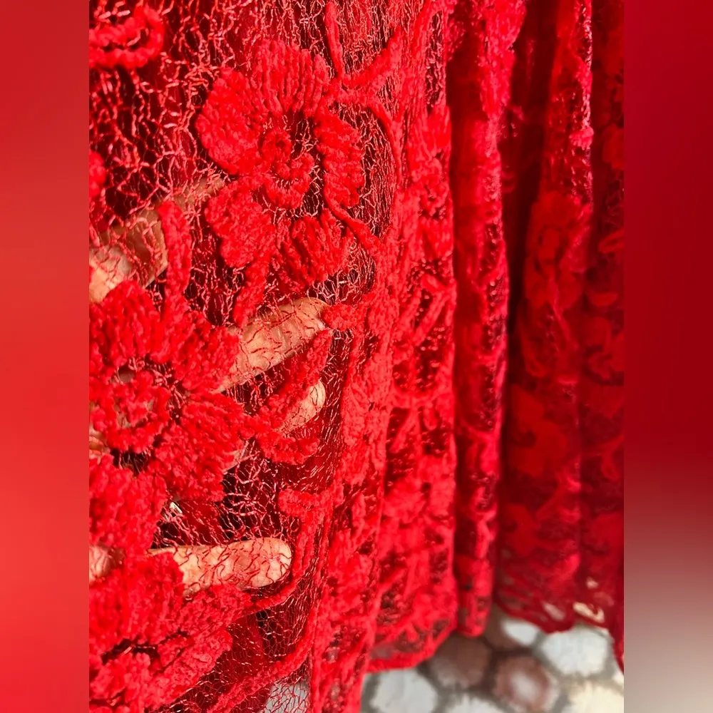 Free People Dress NWT-retails $198, Elegant Mini Red Lace, Flowy, oversized - Image 6