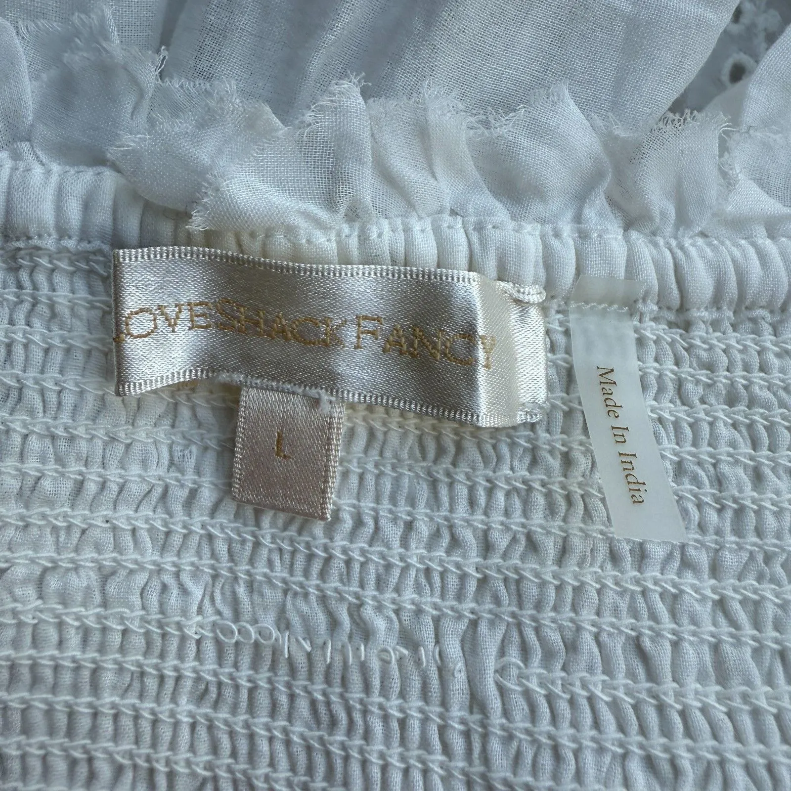 LoveShackFancy Olani Eyelet Mini Dress Size Large - Image 13