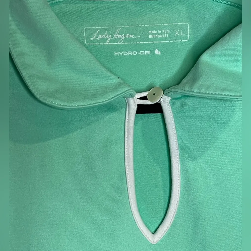 Lady Hagen Women’s Key Hole Neck Line w/Single Button - Mint Golf Polo - Size XL - Image 2