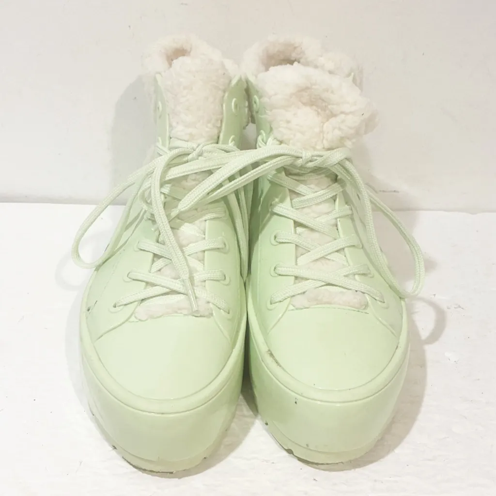 MELISSA SHOES Size 8 FLUFFY SNEAKER – BOOT in GREEN VERDE HORTELA - Image 3