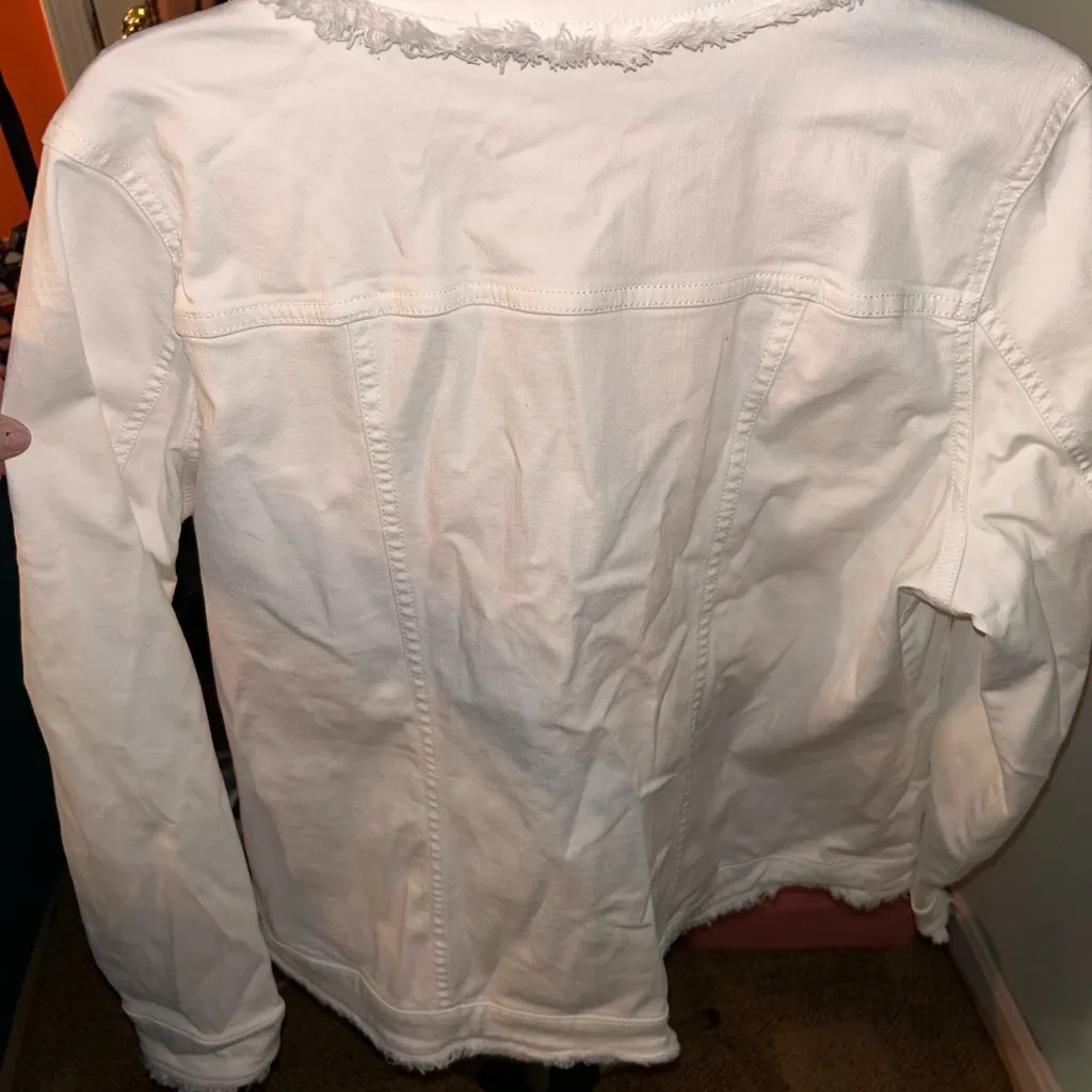 Susan Graver White Denim Jacket NWT Size L - Image 3