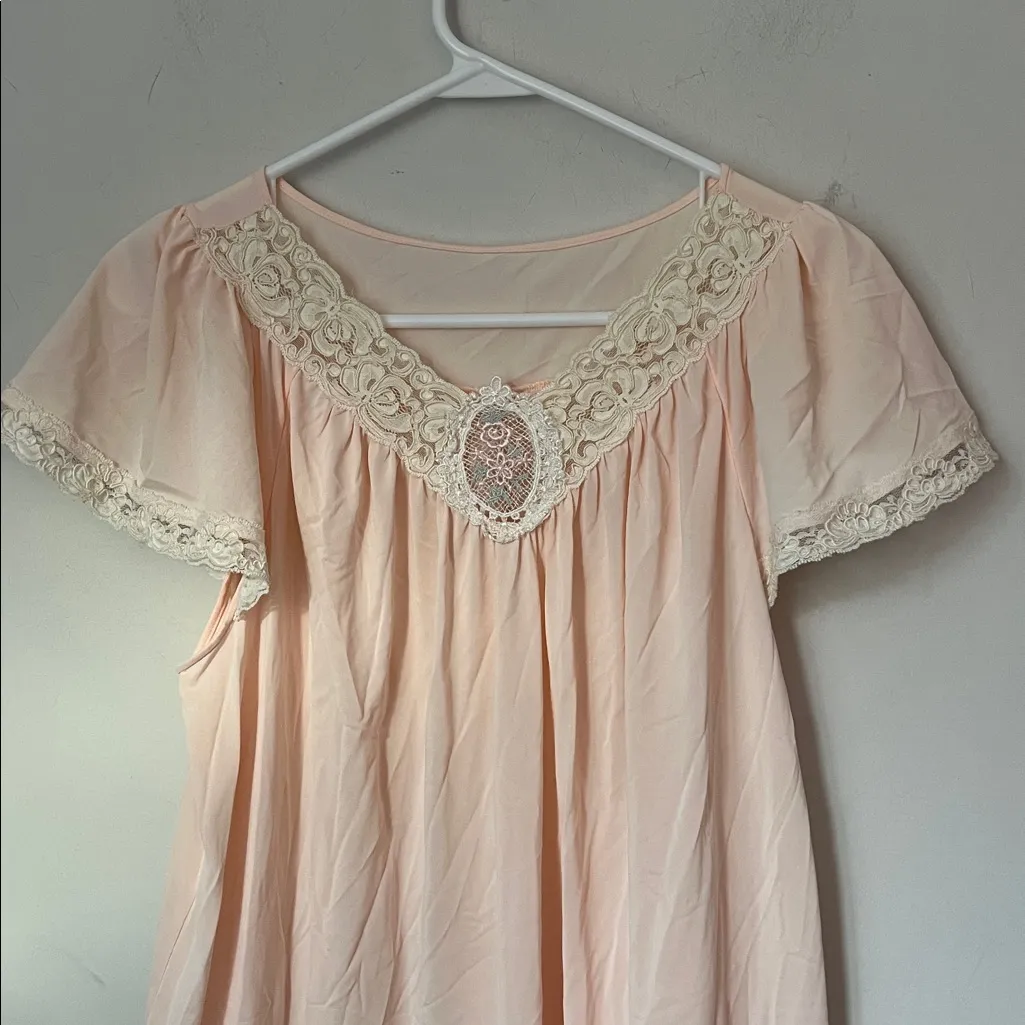 🌸 Vintage Shadowline Pink Lace Nightgown • Soft Girl Cottagecore • S - Image 2