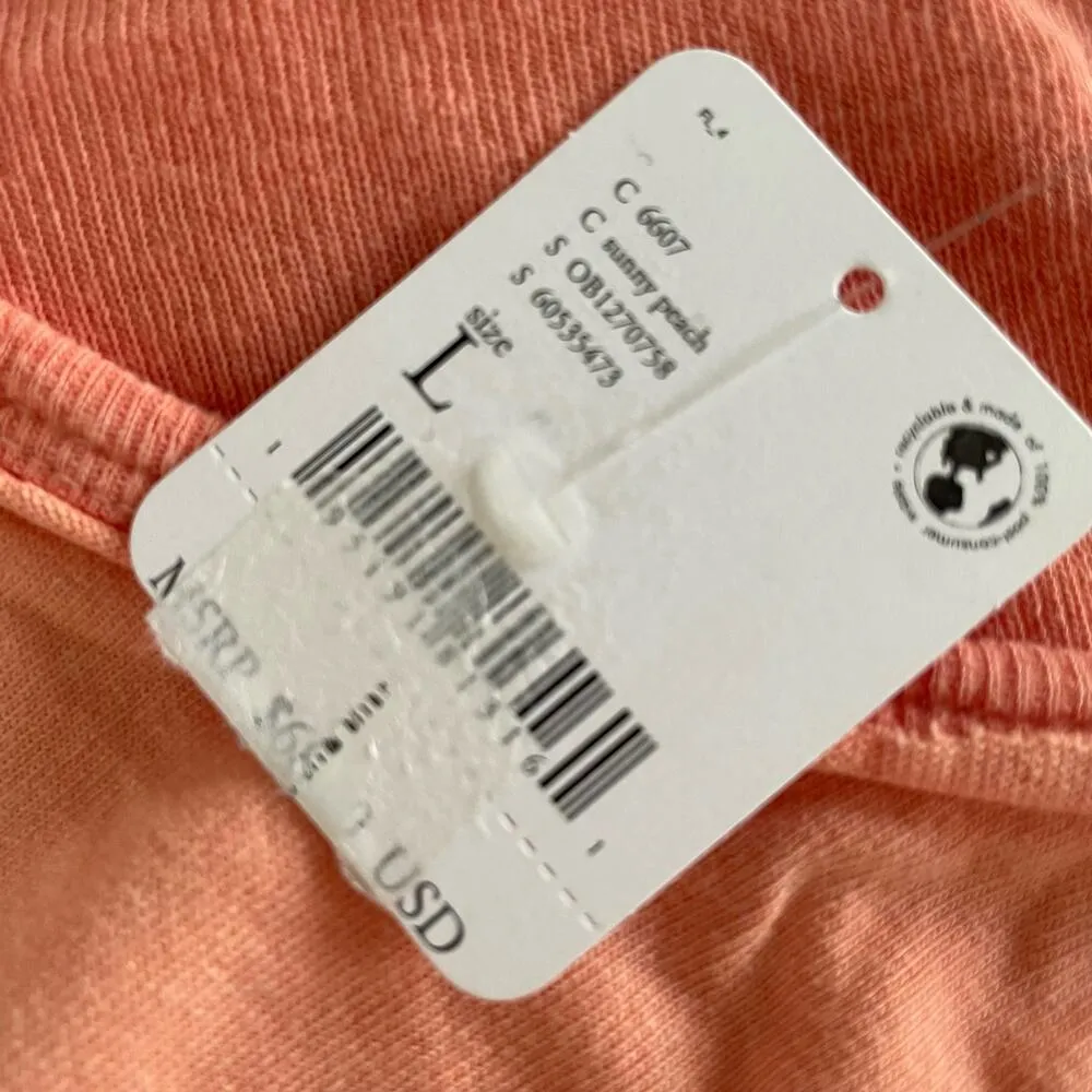 new nwt FREE PEOPLE GIRL TALK FLUTTER SLEEVE RUFFLE SUNNY PEACH SIZE LARGE - Image 5