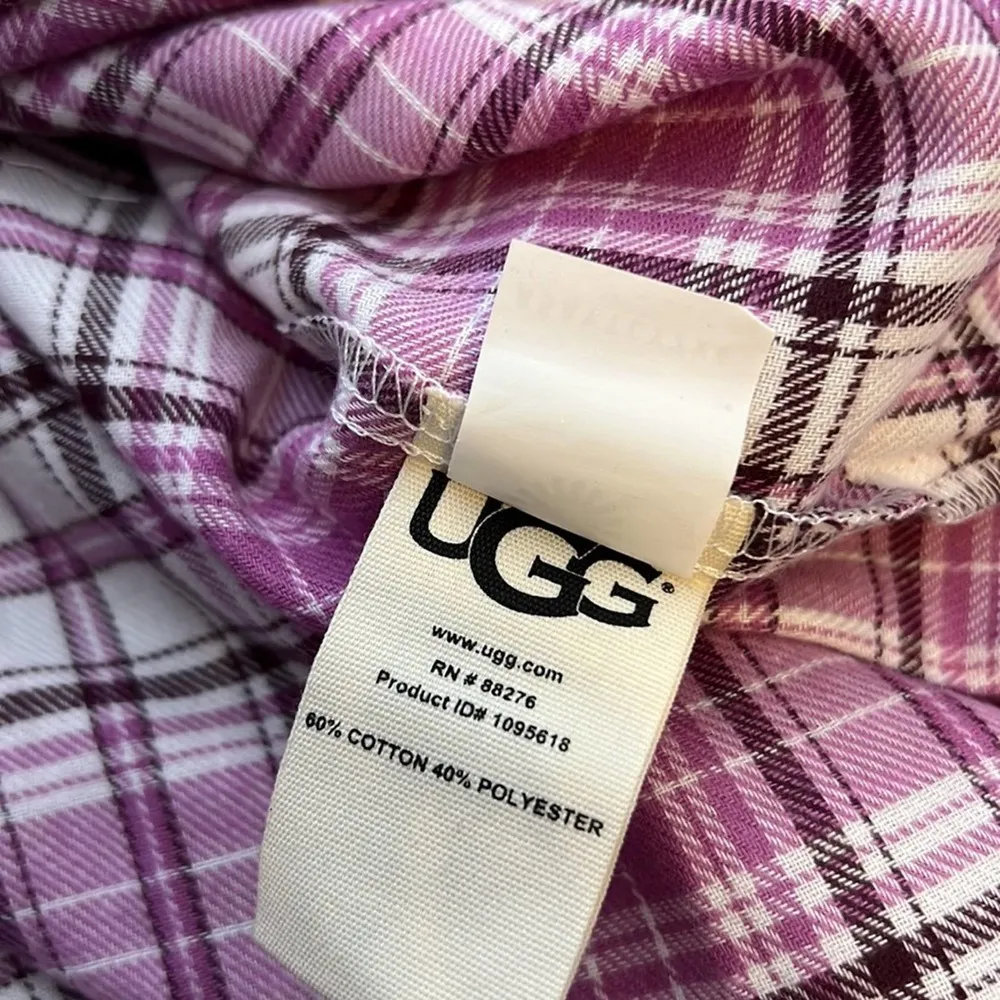 NWT UGG milo flannel pajama top purple white plaid sz S - Image 6