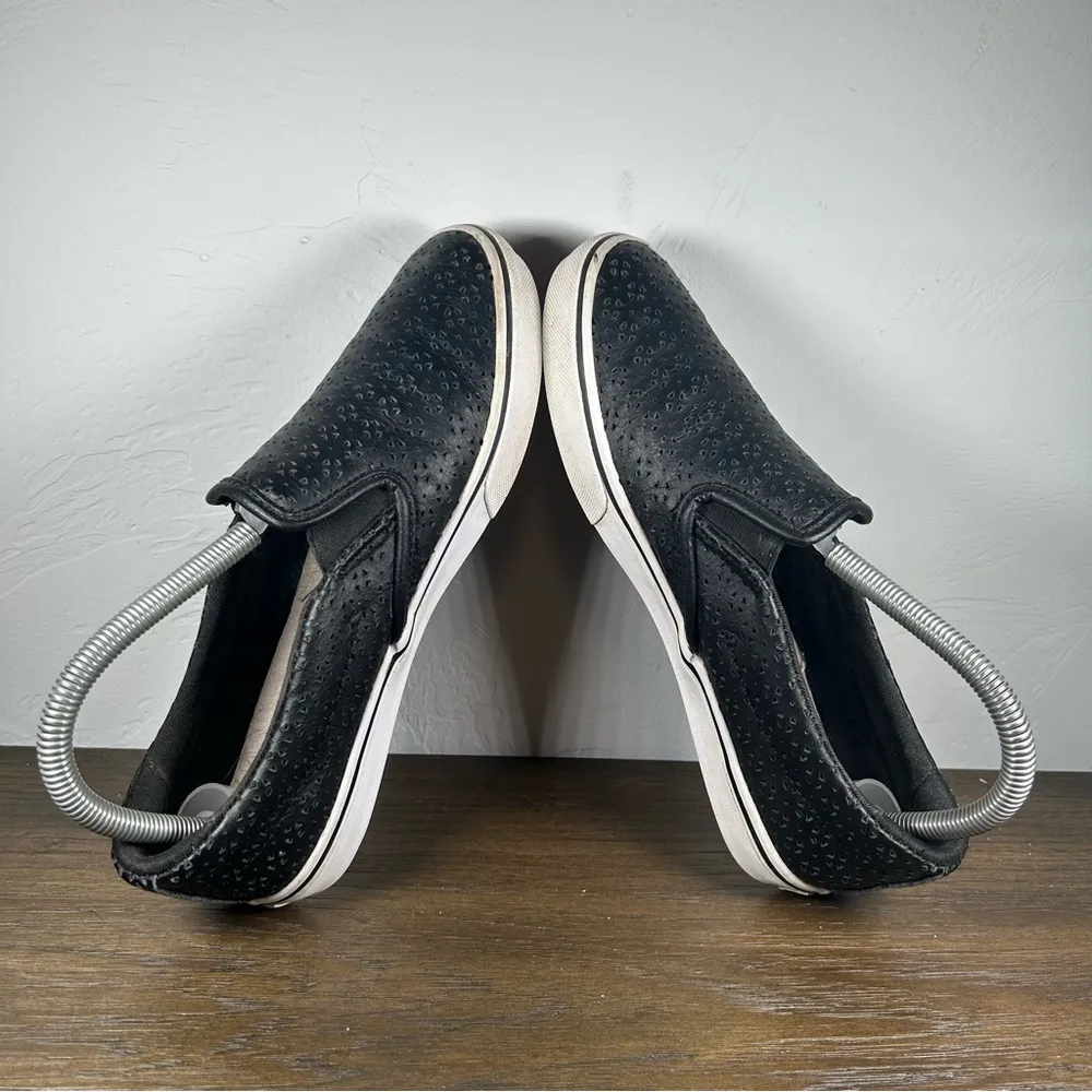 Vans Women's Black Perforated Leather Slip Ons size 7 - Image 7