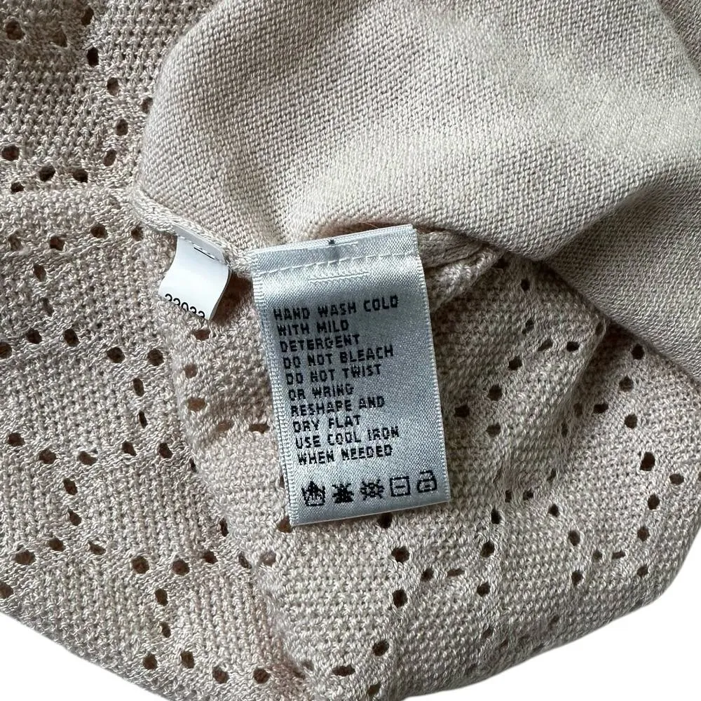 August Silk Cream & Beige Cardigan Bow Accent Women Sweater Size Medium | 4-7 - Image 5