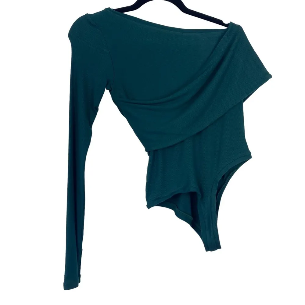Alix NYC S Women's Blue Green Jade Jersey Fabric One Sleeve Blake Bodysuit NWT - Image 8