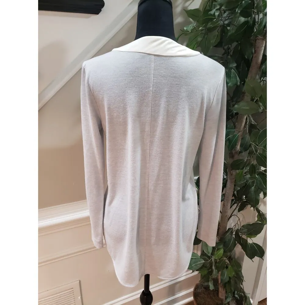 Loft Blouse Top Womens XS White High Low Polyester Long Sleeve V Neck Pullover - Image 4