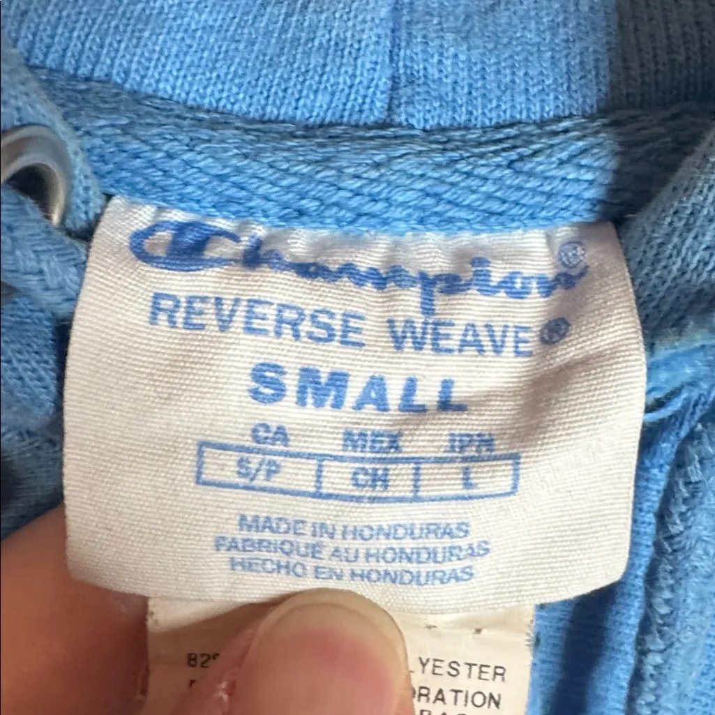 CHAMPION LIFE REVERSE WEAVE HOODIE Light Blue Size Small - Image 3