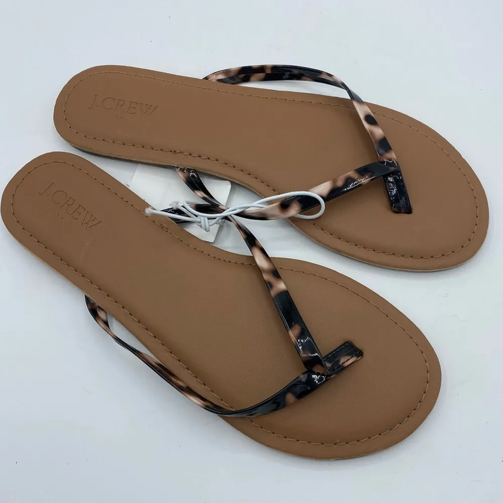 J. Crew Easy summer flip-flops tortoise shell size 8 beach resort cruise vacay - Image 2